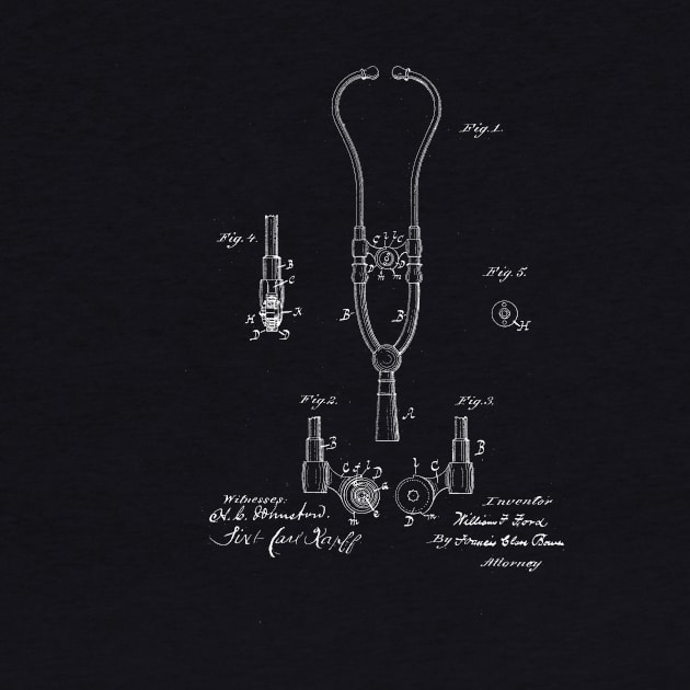 Stethoscope Vintage Patent Drawing by TheYoungDesigns